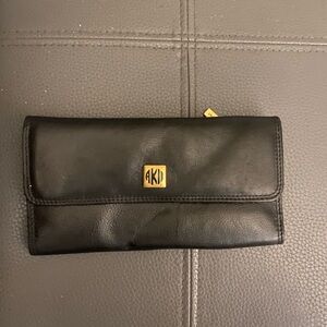 Anne Klein II Leather Black Wallet with Gold Accent